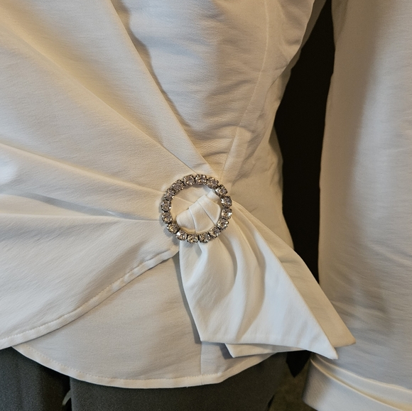 Talbots White Formal Wrap Top Size 10 - Picture 3 of 7